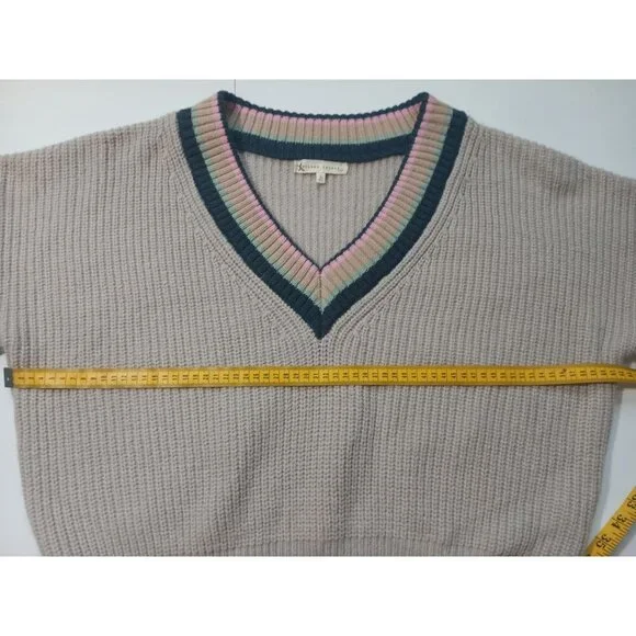 GILDED INTENT forest tipped varsity v neck sweater size large. - Picture 3 of 8